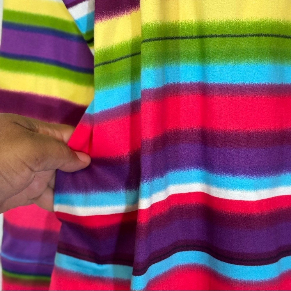 L&B Bright Multicolor Striped Button Down Shirt Dress Size XL Western Belted NWT - Picture 5 of 16